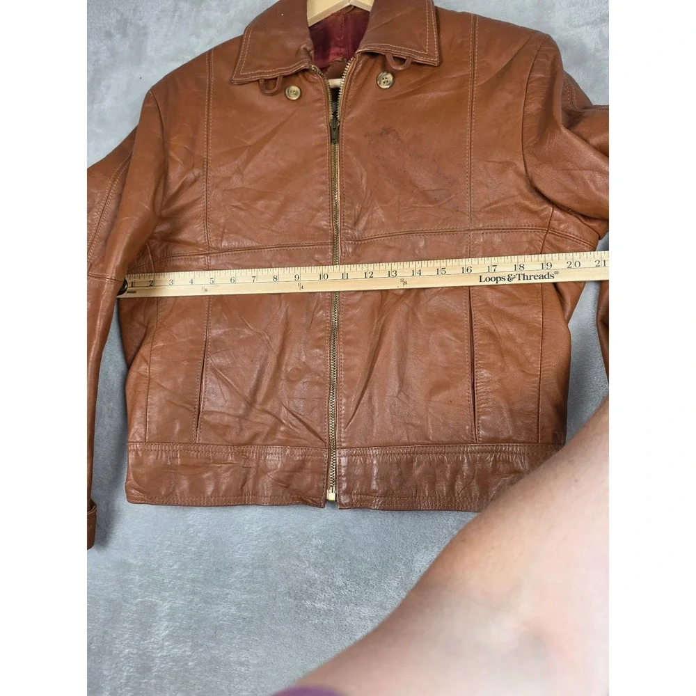 Vintage McGregor Leather Jacket Mens 40 Brown Talon Zip Bomber Fits Very Short